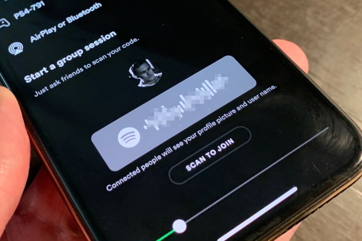 Tampilan menu Group Session di Spotify